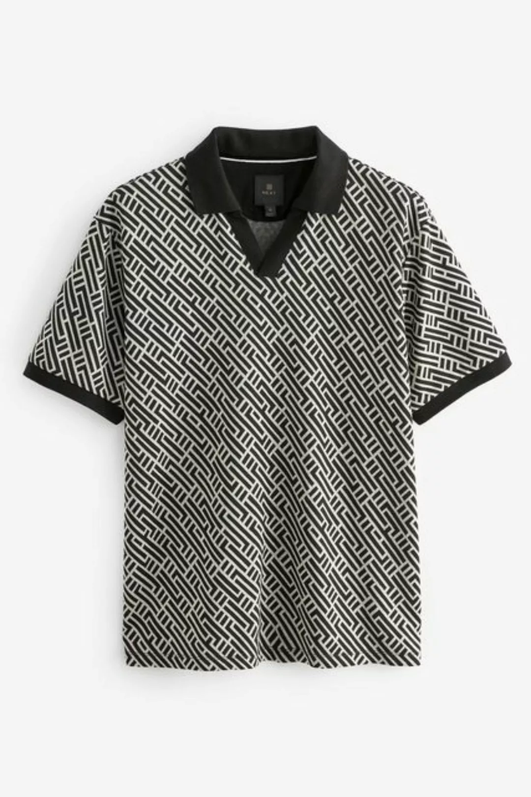 Next Poloshirt Gemustertes Poloshirt mit kubanischem Kragen (1-tlg) günstig online kaufen