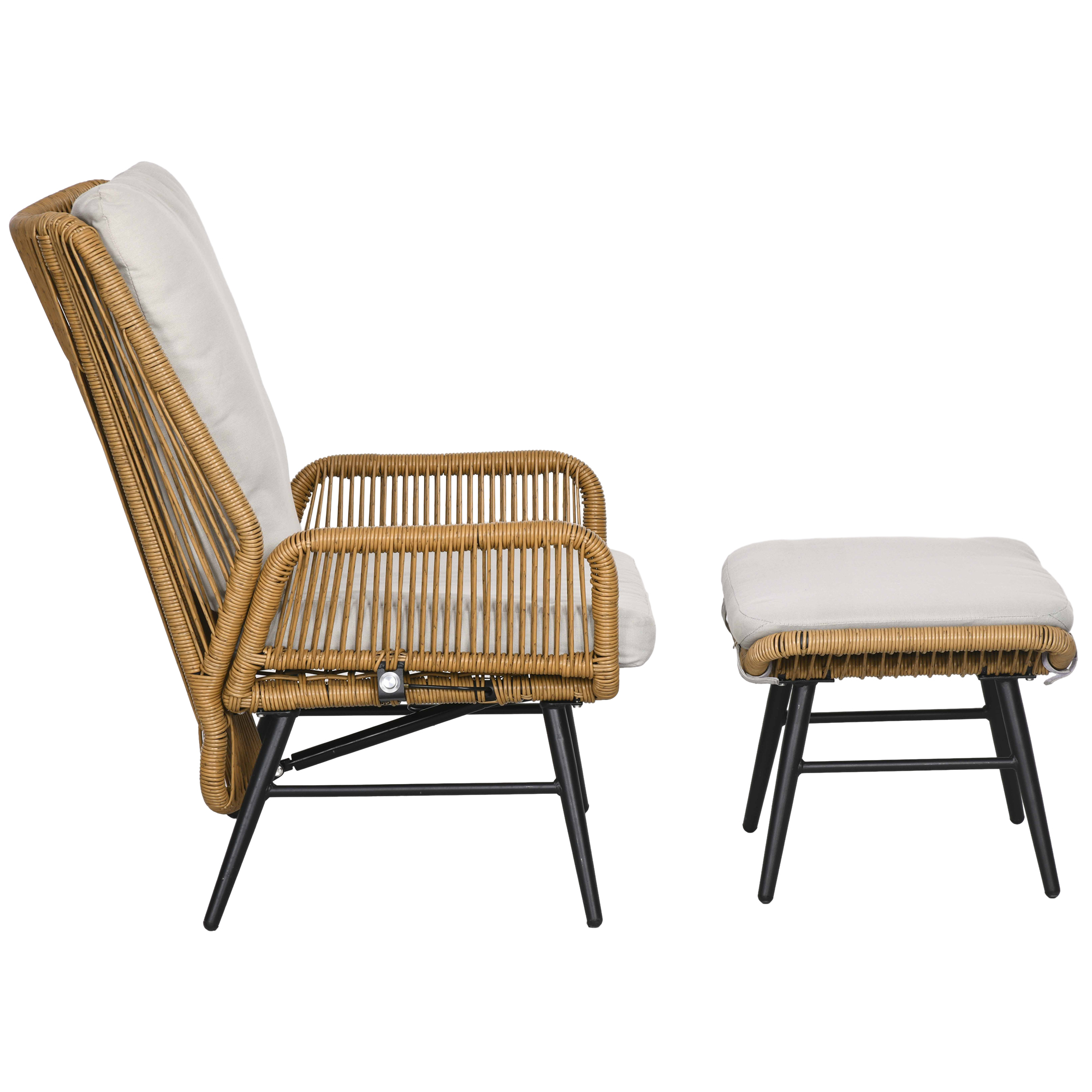 Outsunny Rattan Relaxsessel mit Fußhocker, verstellbare Rückenlehne, Outdoo günstig online kaufen