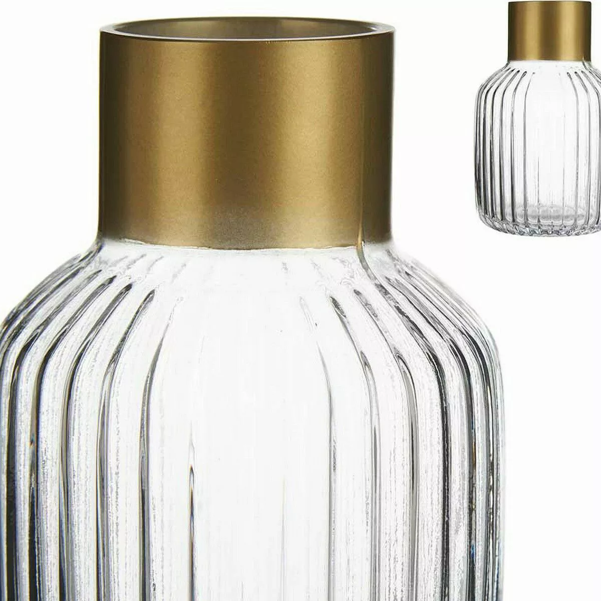 Vase Streifen Golden Durchsichtig Glas (12 X 18 X 12 Cm) günstig online kaufen