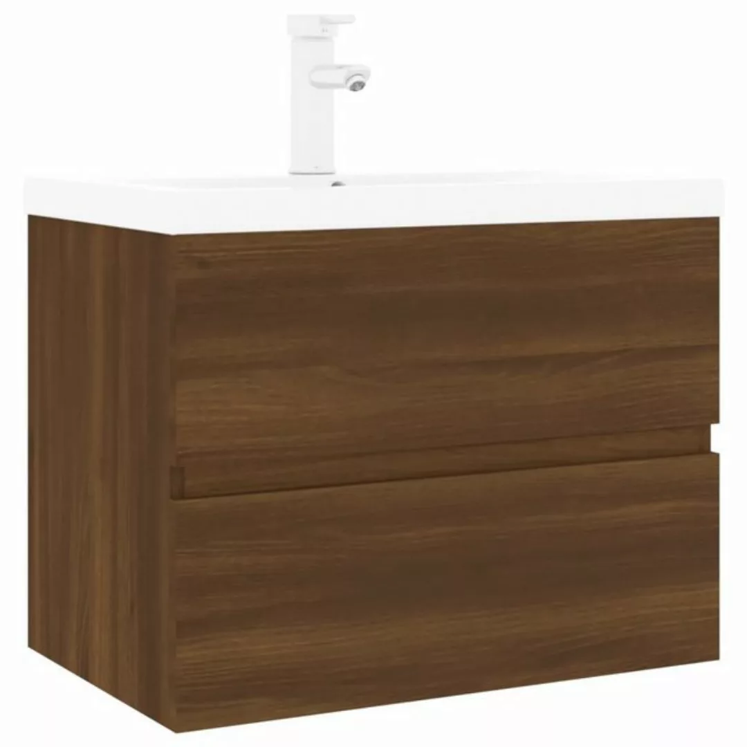vidaXL Badezimmerspiegelschrank Waschbeckenschrank mit Einbaubecken Braun E günstig online kaufen