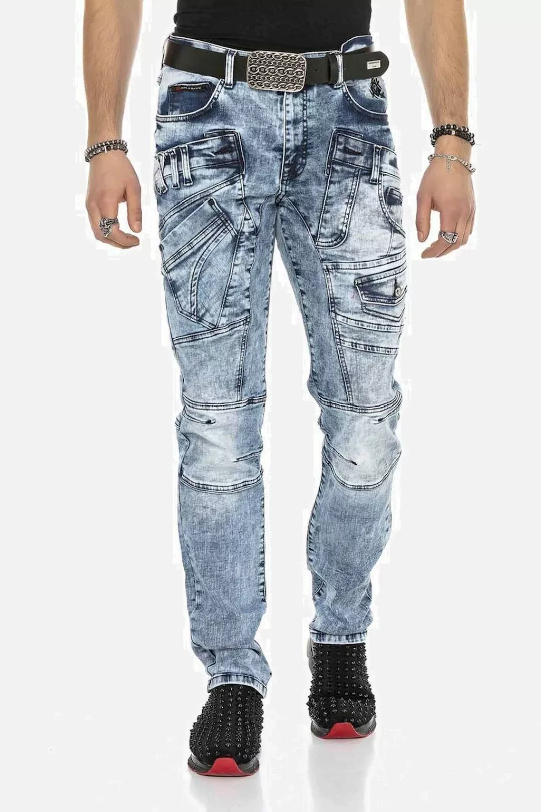 Cipo & Baxx Regular-fit-Jeans "DENIM", bequeme Jeans mit coolen Ziernahtele günstig online kaufen