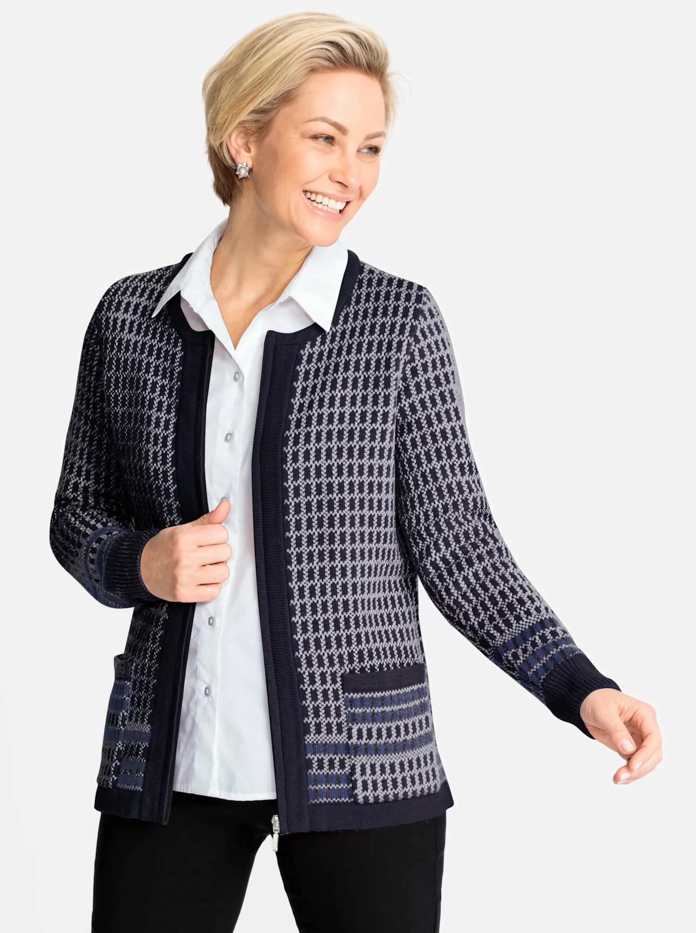 Classic Jacquardstrickjacke günstig online kaufen