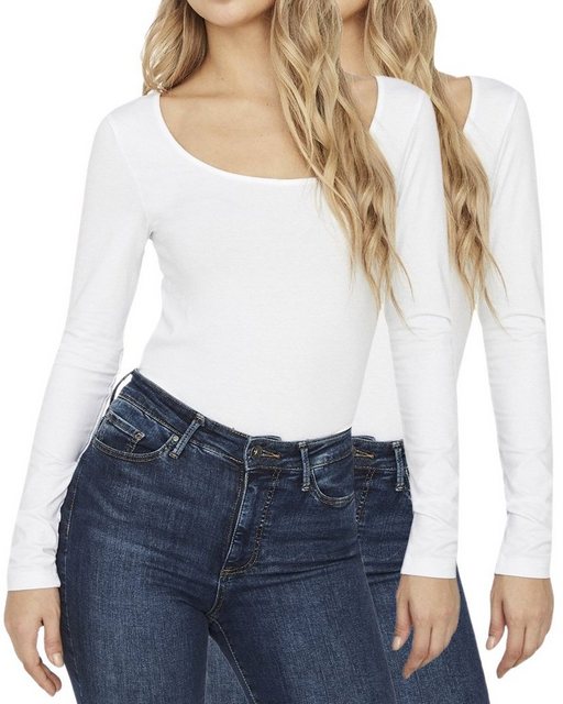 Vero Moda Langarmshirt (2er-Pack) Basic U-Neck Shirt im Doppelpack günstig online kaufen