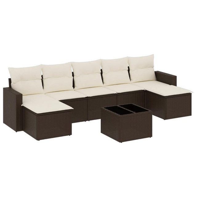 vidaXL Sofaelement 8-tlg. Garten-Sofagarnitur mit Kissen Braun Poly Rattan günstig online kaufen