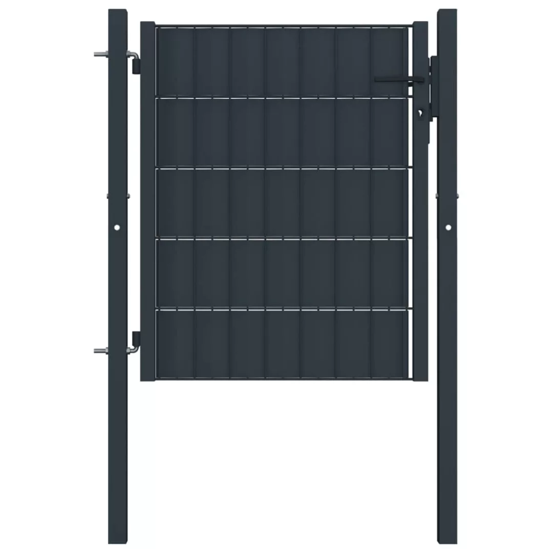 Zauntor Pvc Und Stahl 100x101 Cm Anthrazit günstig online kaufen