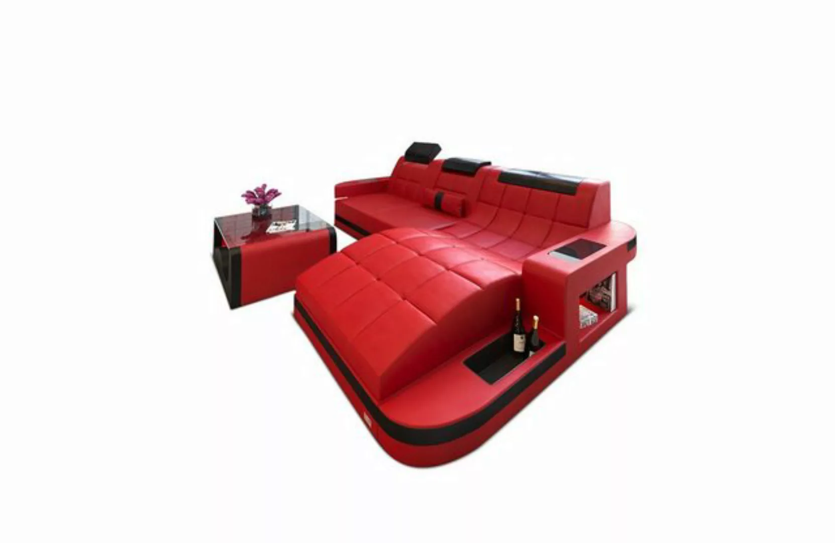 Sofa Dreams Ecksofa Sofa Leder Ledercouch Wave L Form Ledersofa, Couch günstig online kaufen