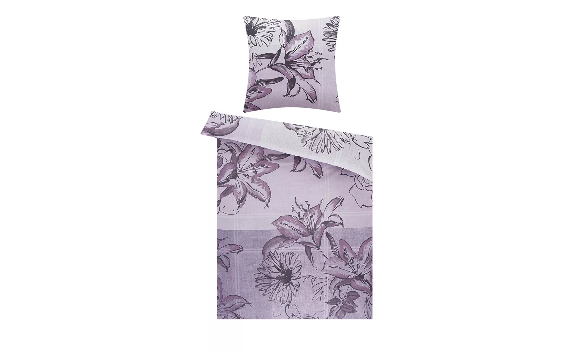 como Satin Bettwäsche  Große Blumen ¦ lila/violett ¦ Maße (cm): B: 135 Bett günstig online kaufen