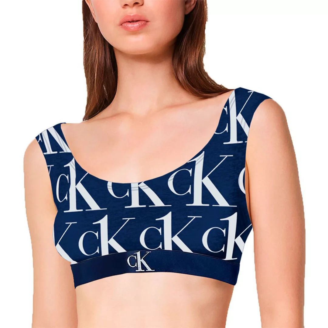Calvin Klein – CK One Plush – Trägerloses, ungefüttertes Bustier mit blauem günstig online kaufen