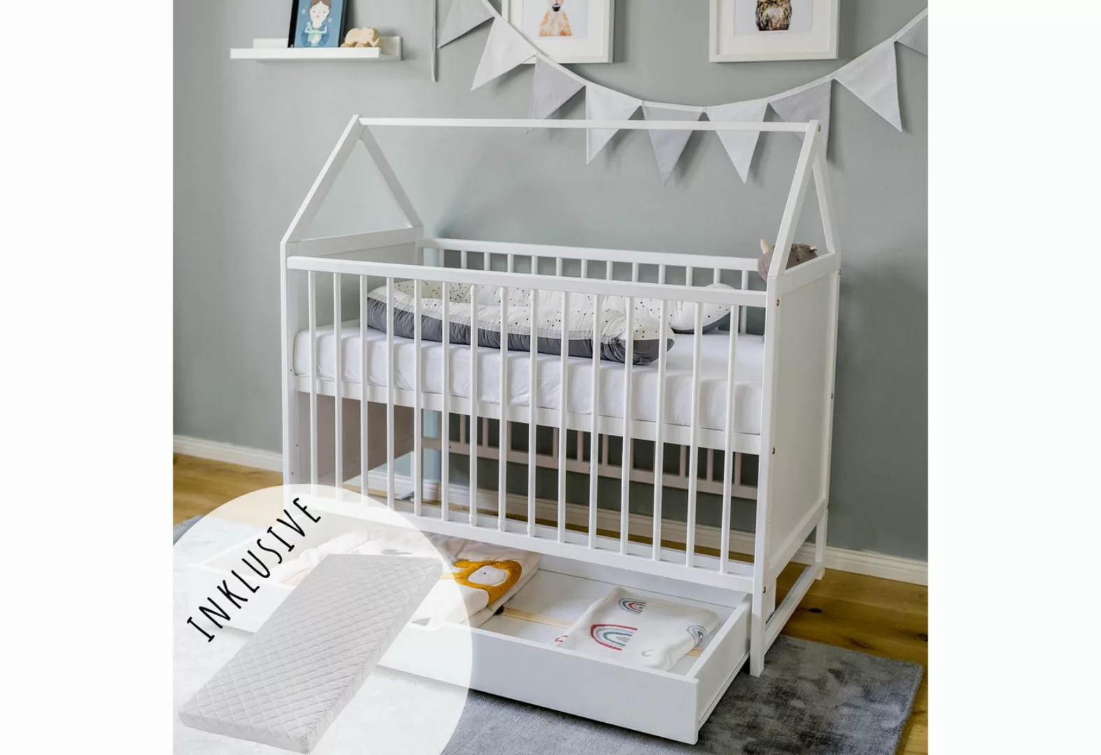 Kids Collective Babybett Beistellbett Kinderbett und Hausbett in einem mit günstig online kaufen