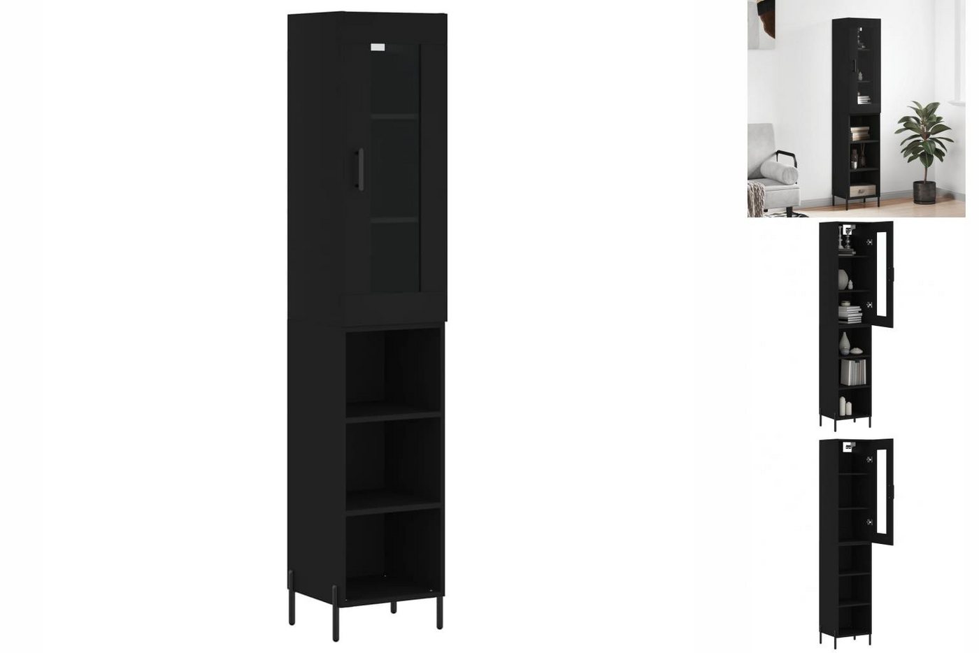 vidaXL Vitrine Regal Highboard Schrank Hochschrank Schwarz 34,5x34x180 cm S günstig online kaufen