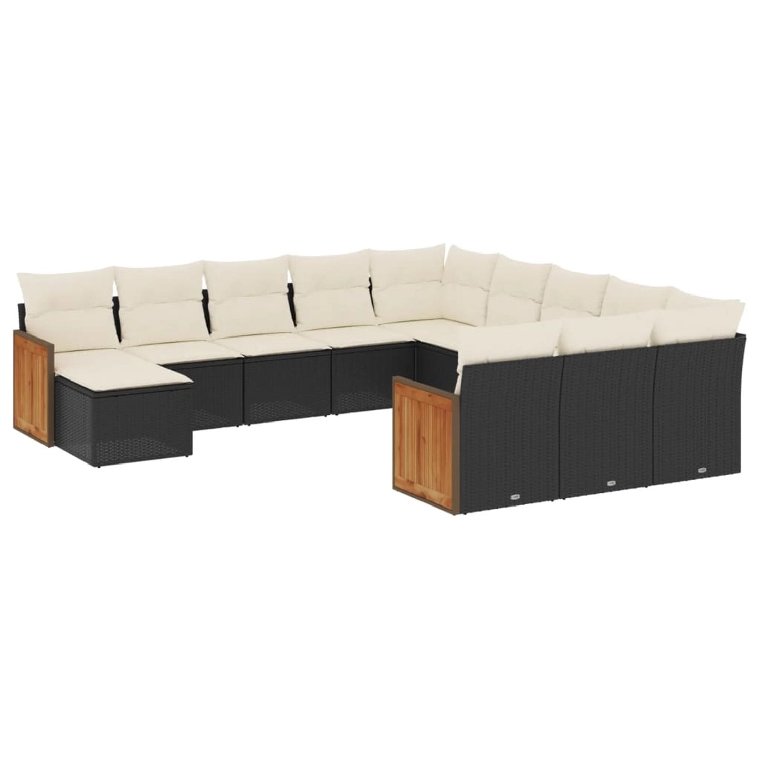 vidaXL 12-tlg Garten-Sofagarnitur mit Kissen Schwarz Poly Rattan Modell 79 günstig online kaufen