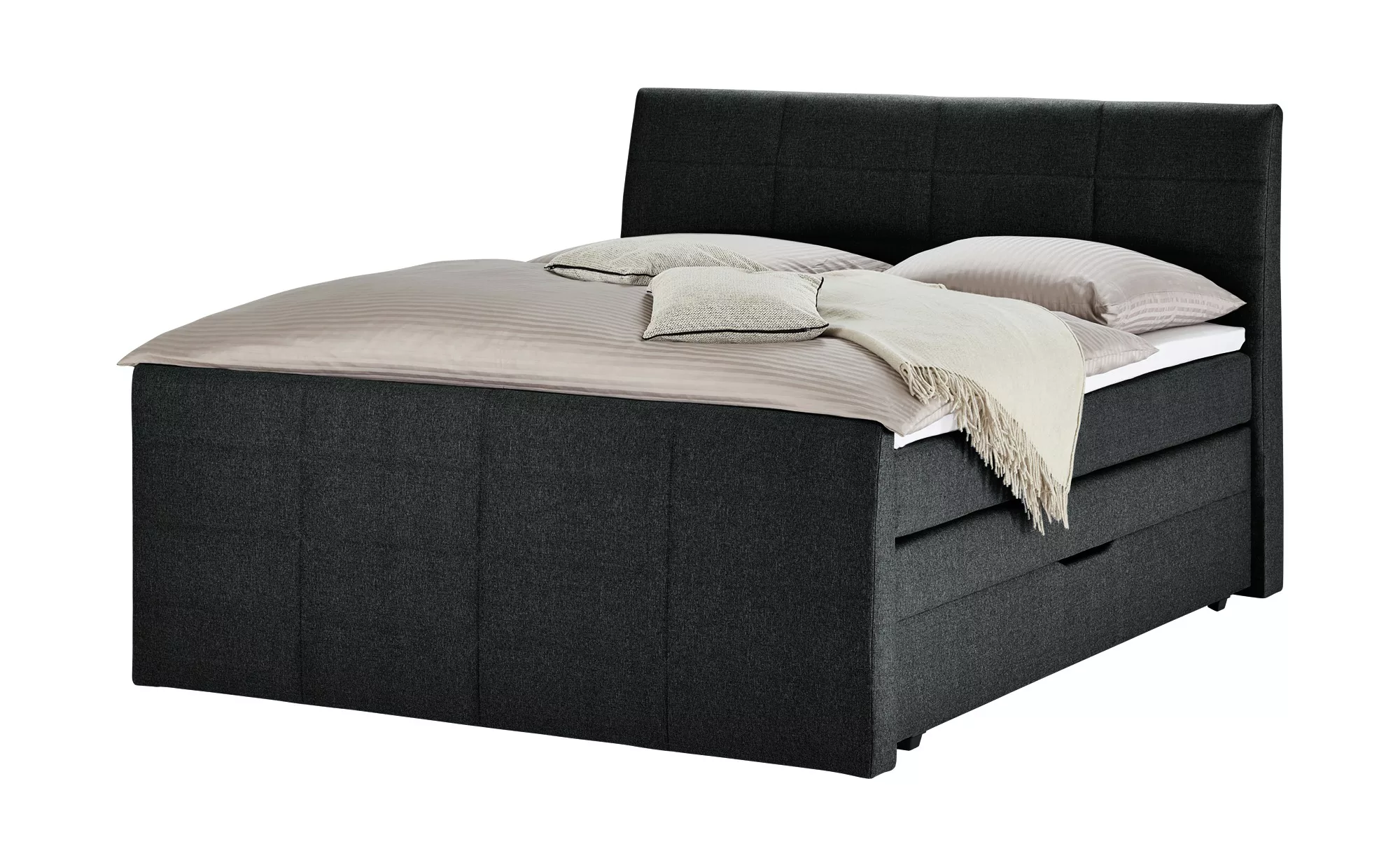 Boxspringbett mit Bettkasten Baron ¦ schwarz ¦ Maße (cm): B: 168 H: 124 Bet günstig online kaufen