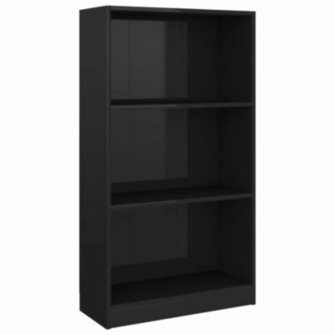 Bücherregal 3 Fächer Hochglanz-schwarz 60x24x108 Cm Spanplatte günstig online kaufen