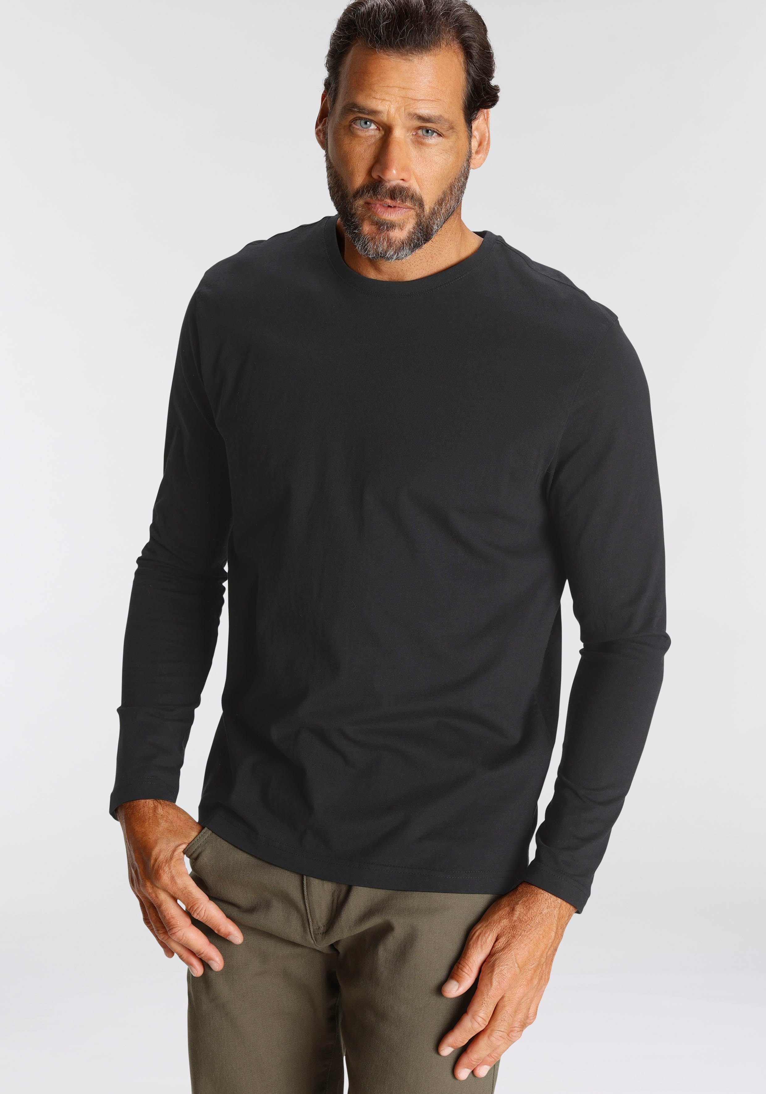 Mans World Langarmshirt "neue Farbe ", (3er-Pack), Langarm, unifarben, aus günstig online kaufen