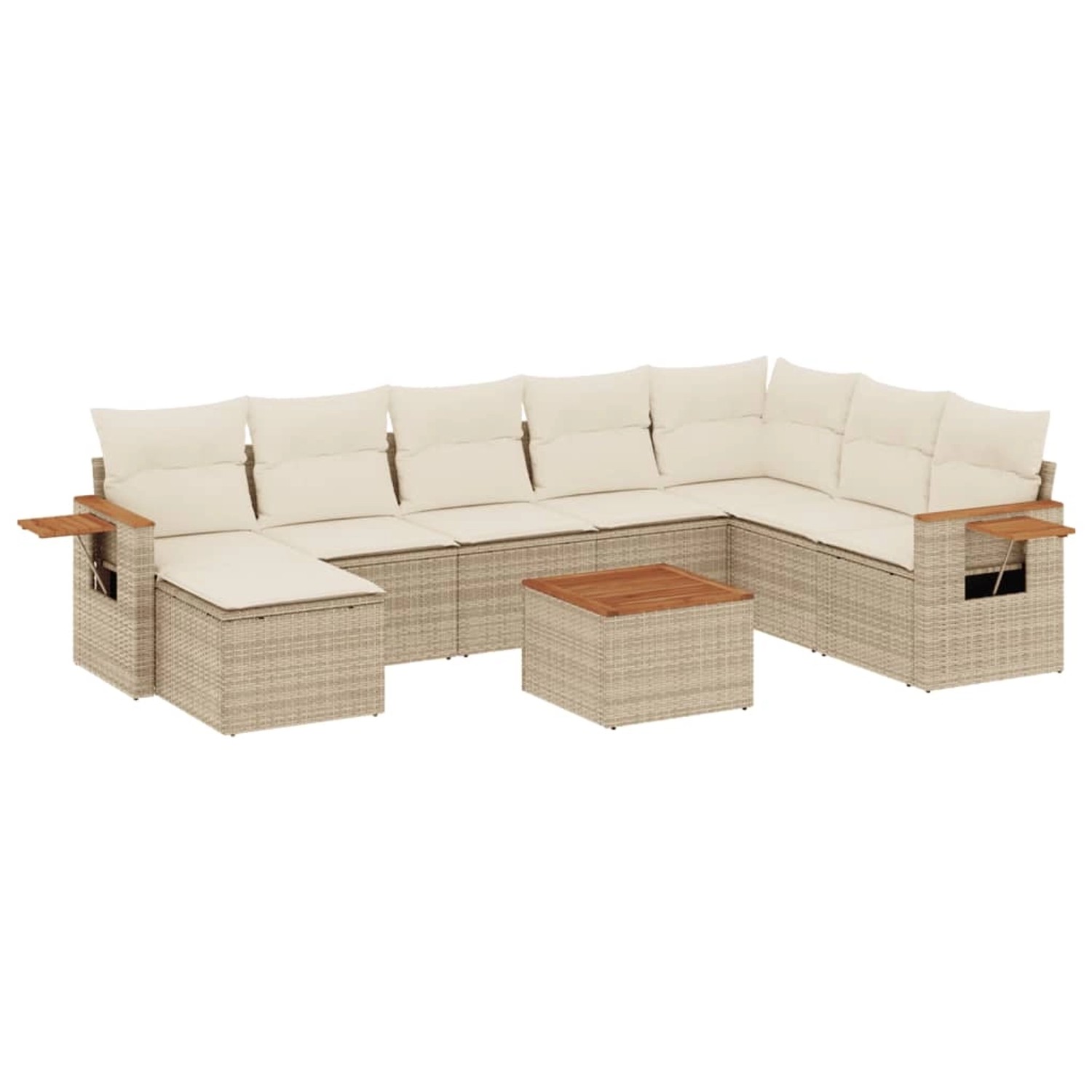 vidaXL 9-Tlg Garten-Sofagarnitur mit Kissen Beige Poly Rattan 3259496 günstig online kaufen