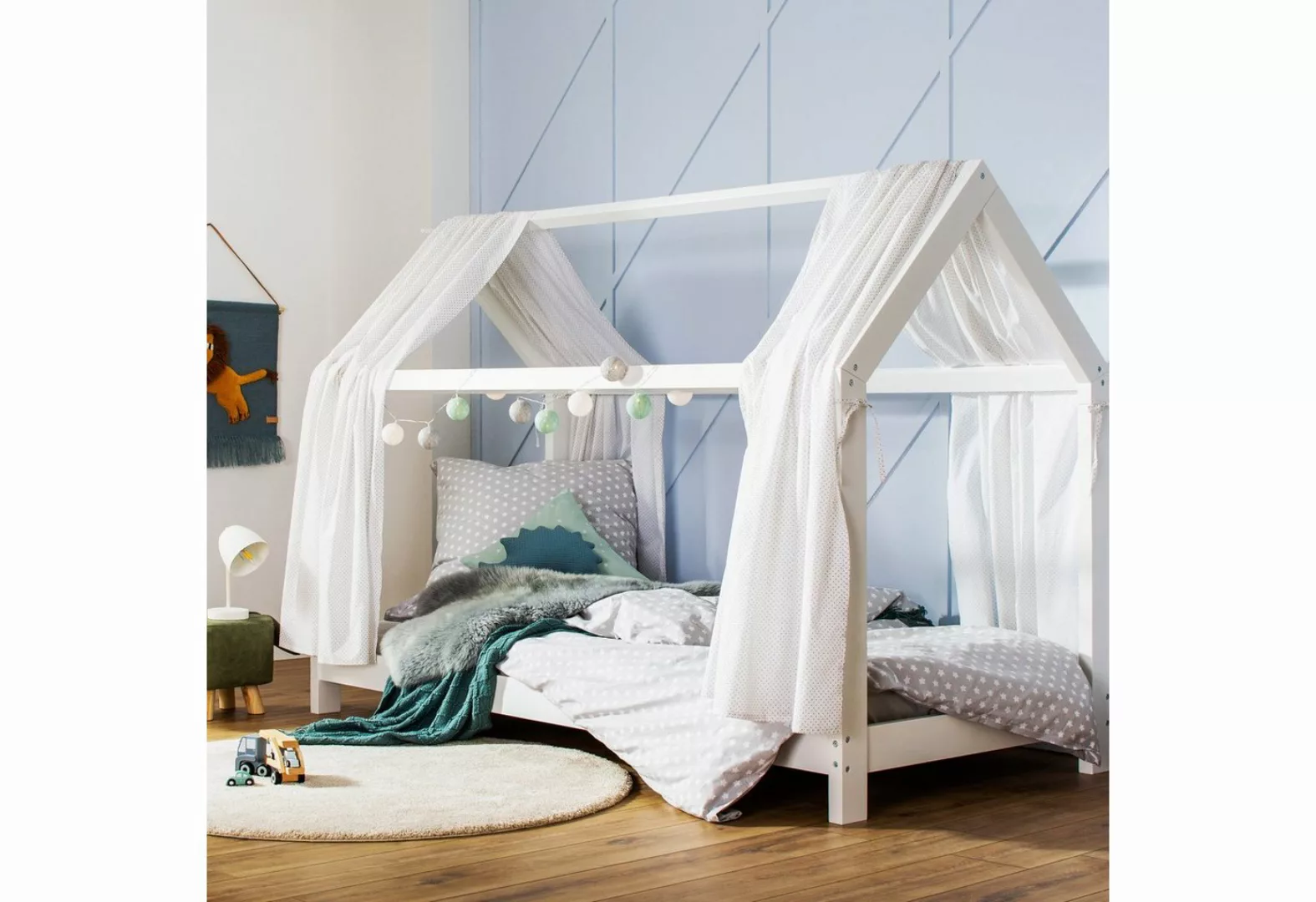 Puckdaddy GmbH Kinderbett Finn (200x90cm) mit Bettrahmen, im Hausbett Desig günstig online kaufen
