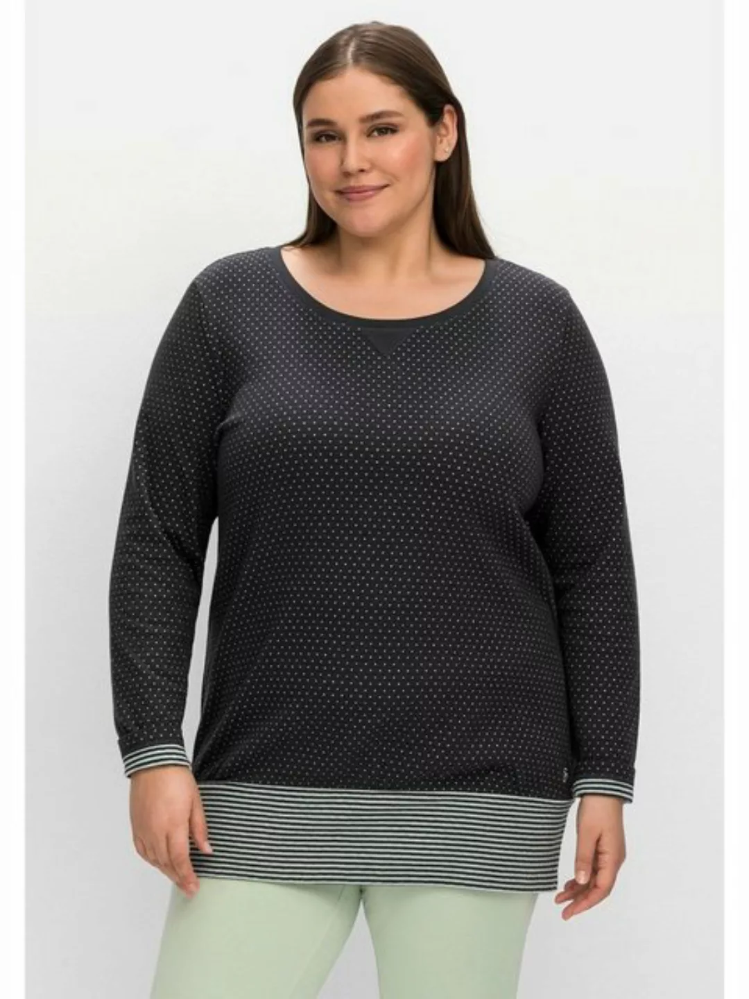 Sheego Sweatshirt "Große Größen", in Longform mit breitem Saum günstig online kaufen