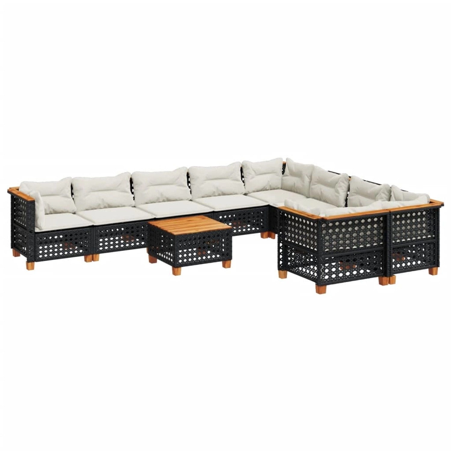 vidaXL 10-Tlg Garten-Sofagarnitur mit Kissen Schwarz Poly Rattan 3262010 günstig online kaufen