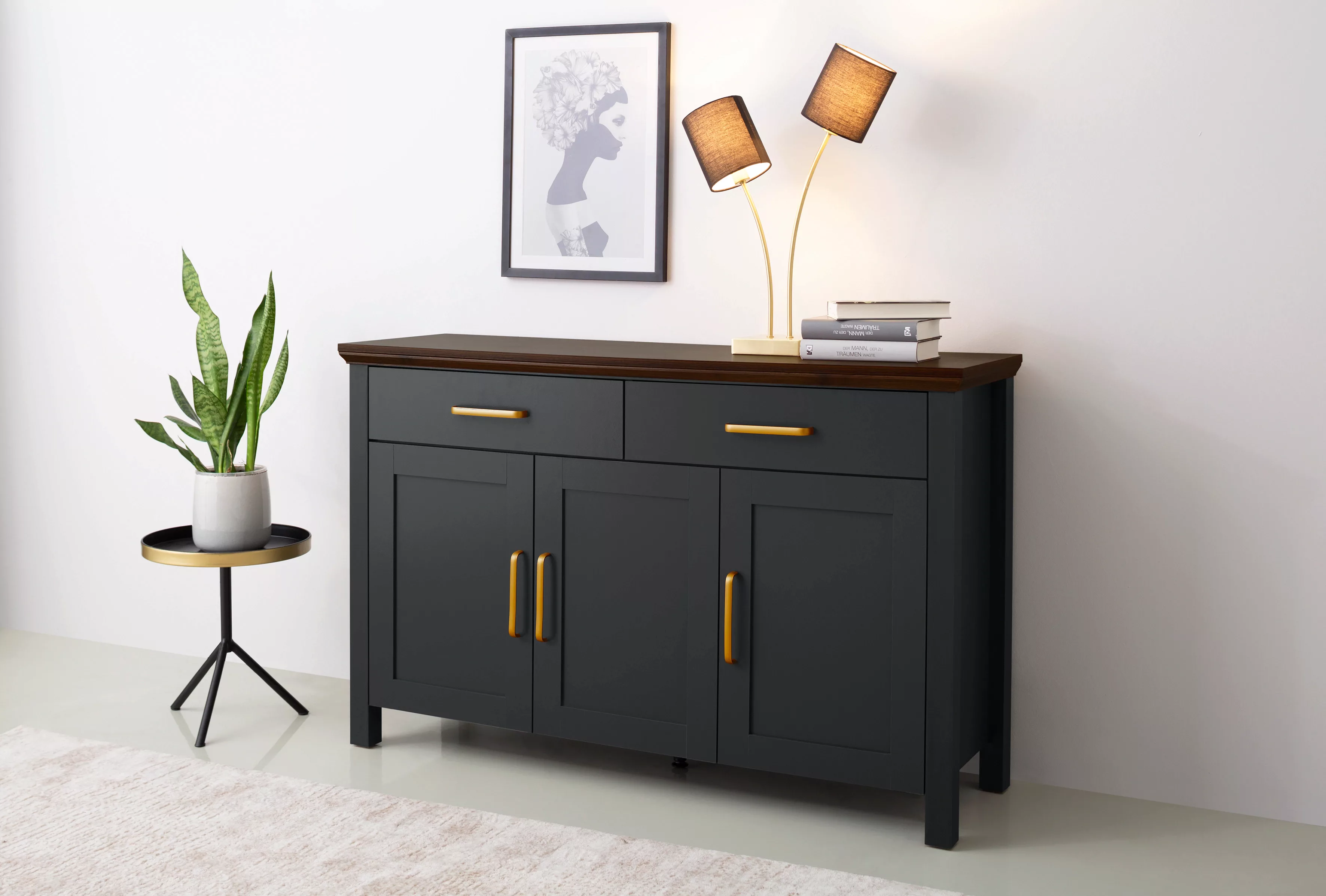 Home affaire Sideboard "Martinau", Topplatte in Holzoptik, mit 2 Schubladen günstig online kaufen