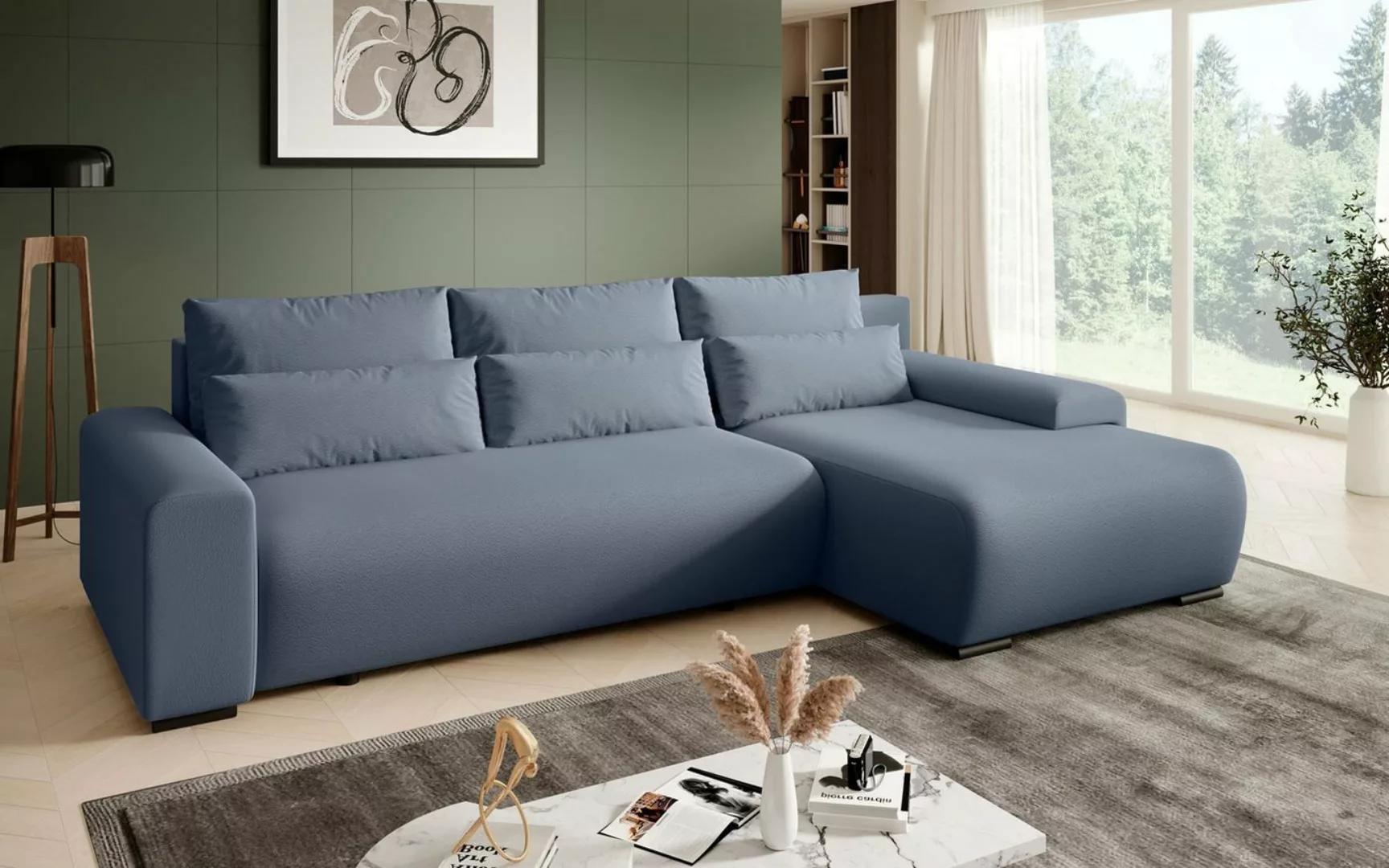 Beautysofa Ecksofa Benny Boucle, inkl. Schlaffunktion, Bettkasten, Wellenfe günstig online kaufen