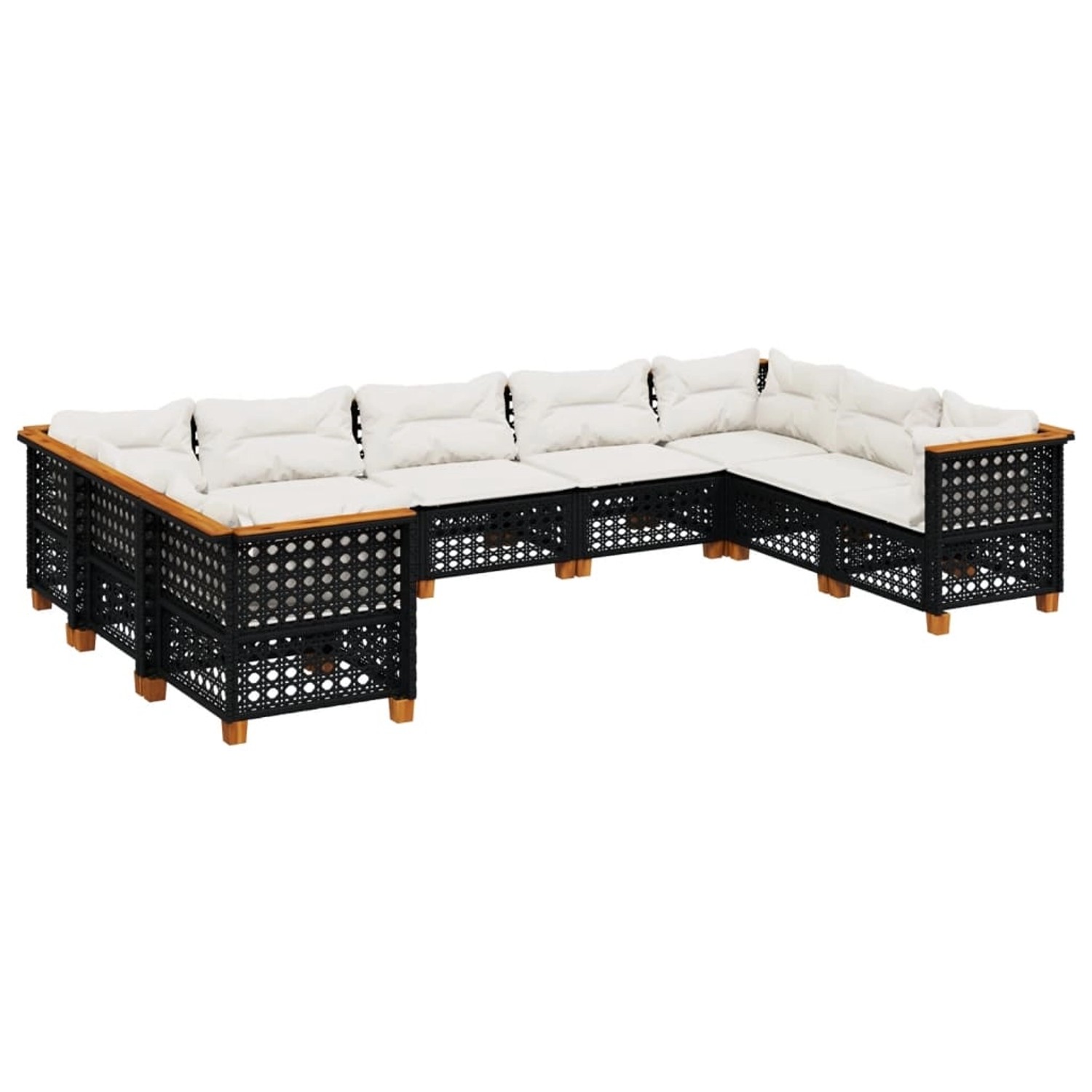 vidaXL 9-Tlg Garten-Sofagarnitur mit Kissen Schwarz Poly Rattan 3261980 günstig online kaufen