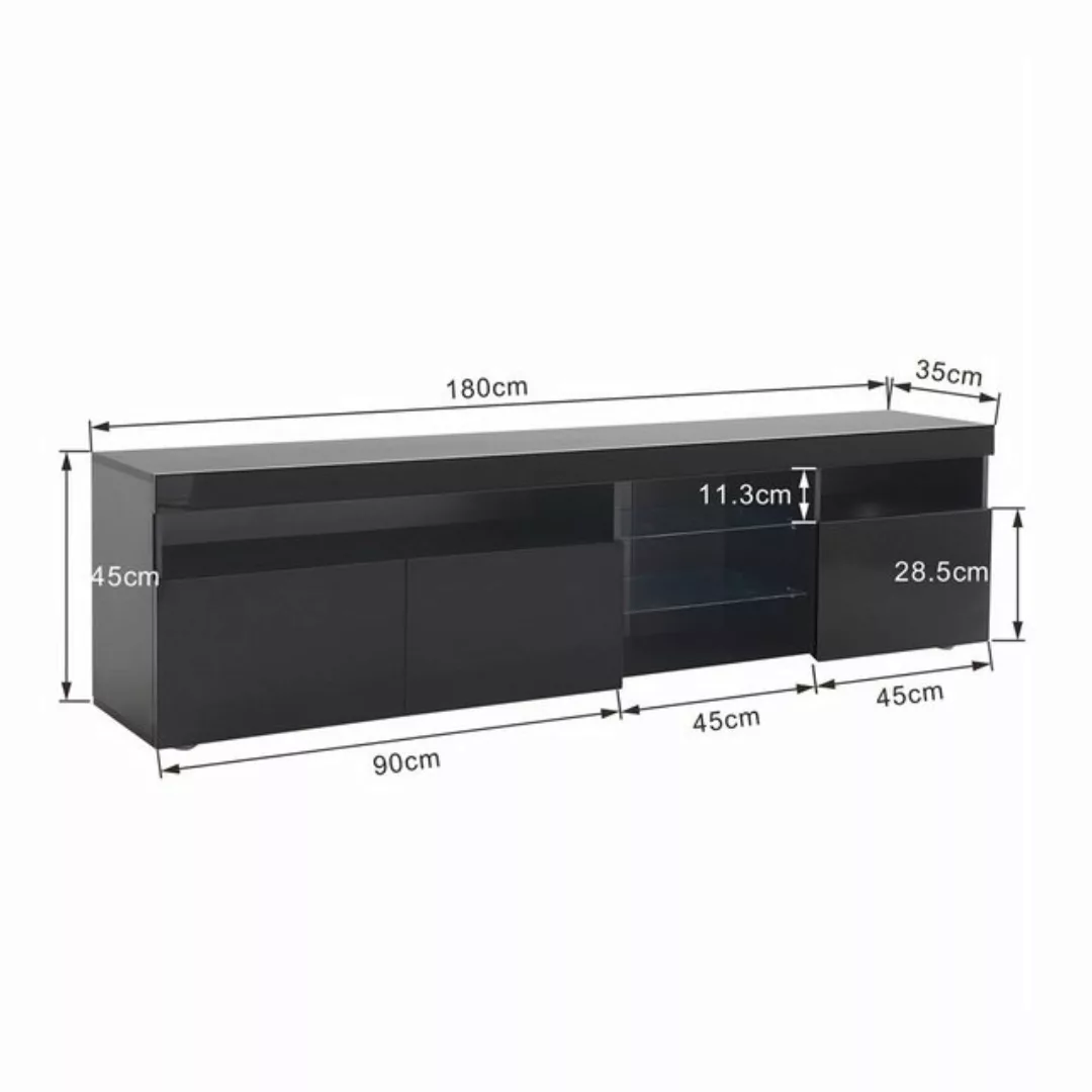 XDOVET TV-Schrank Moderner 180cm TV-Schrank Glaseingelegtes Helles Panel 16 günstig online kaufen