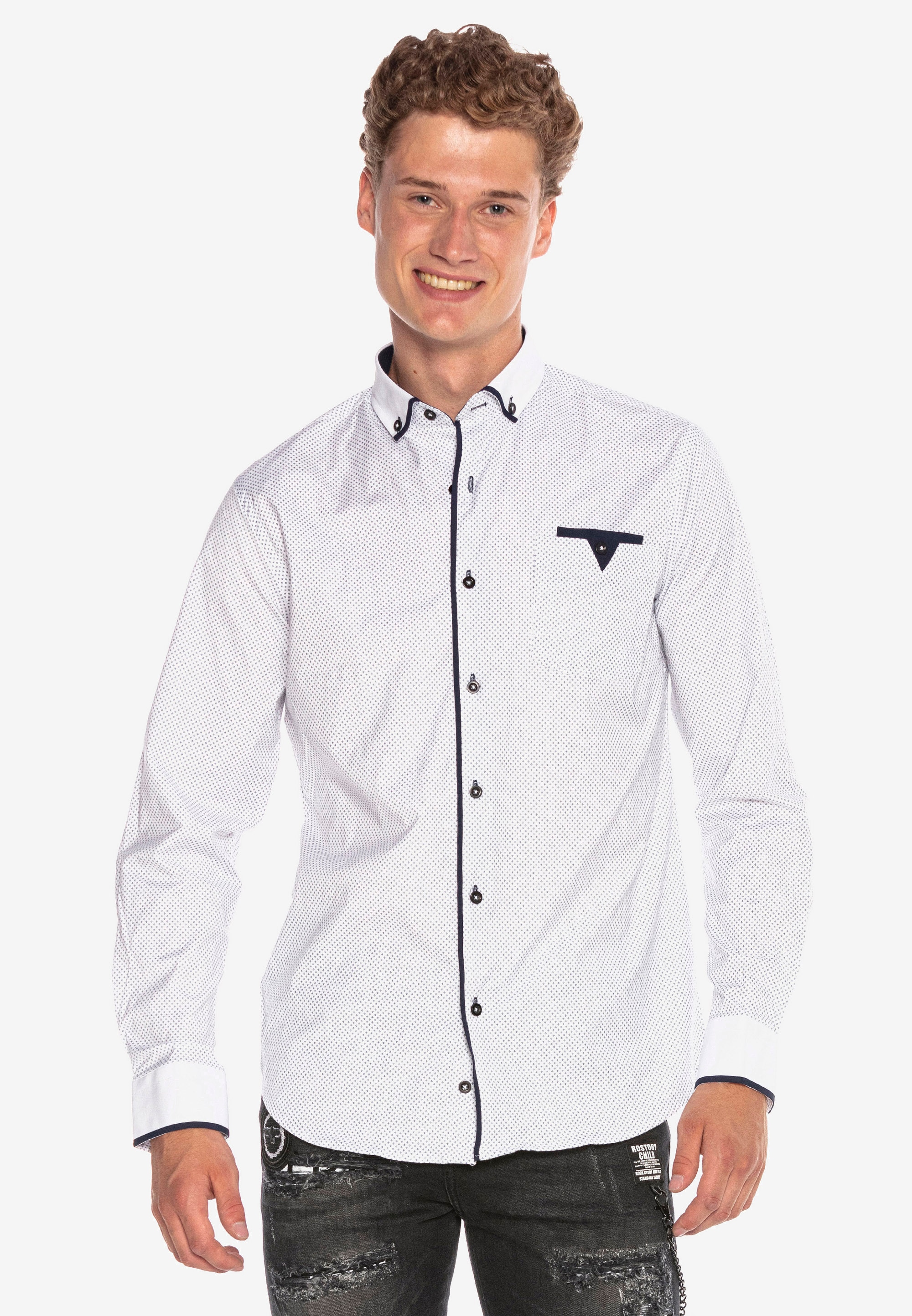 Cipo & Baxx Langarmhemd, mit doppelter Brusttasche günstig online kaufen