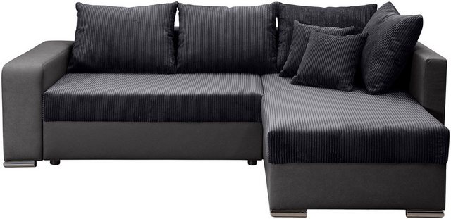 COLLECTION AB Ecksofa "L-Form", Regalarmlehne mit Led rgb,Bettfunkt.,Bettk. günstig online kaufen