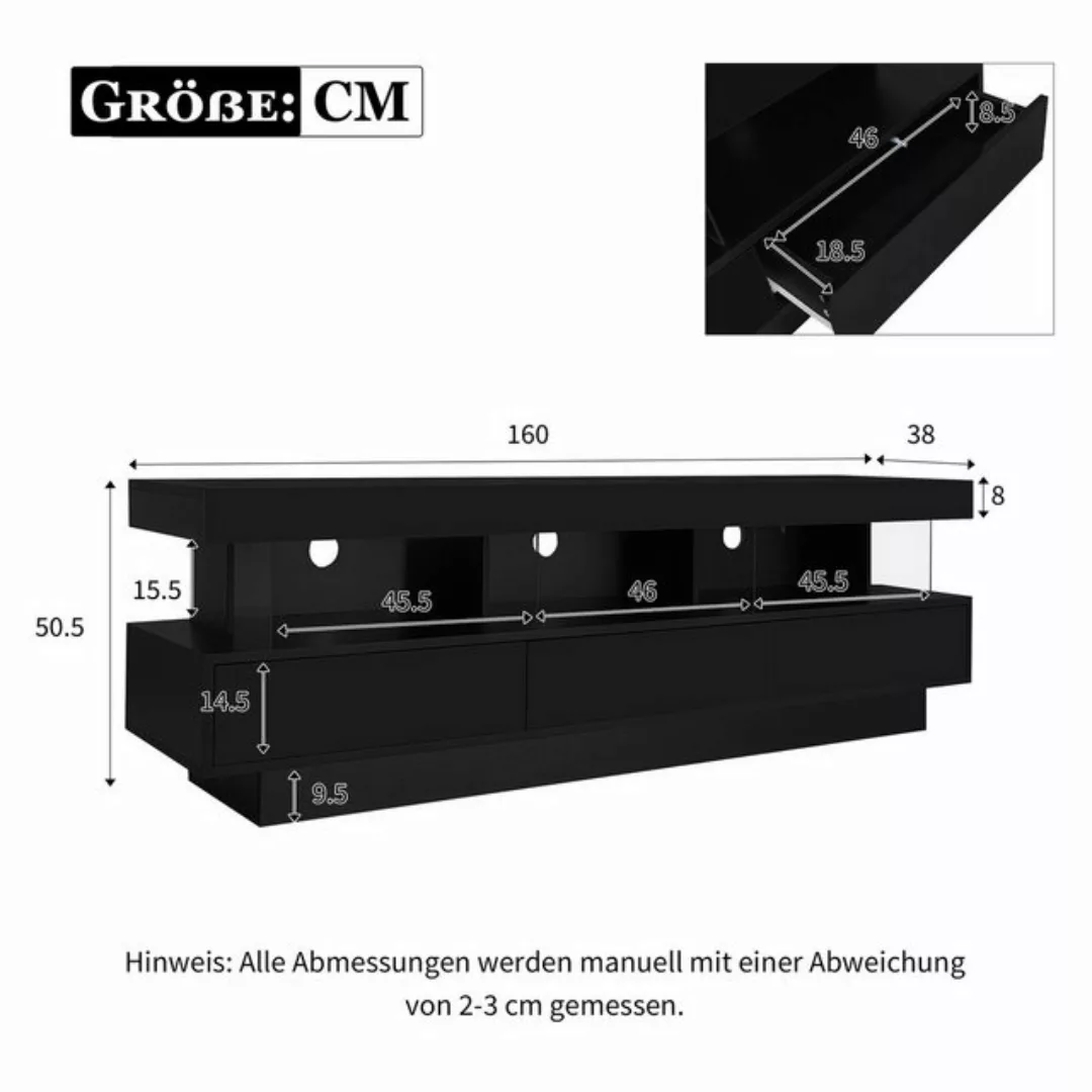 Merax TV-Schrank mit Schubladen und offenen Fächern Lowboard hochglänzend, günstig online kaufen