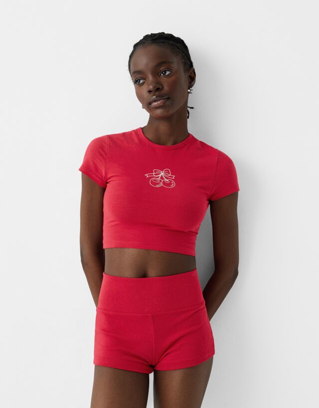 Bershka Mini-Shorts Damen S Rot günstig online kaufen