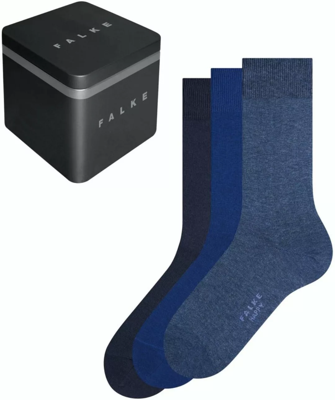 Falke Happy Socken 3 Paar Blau - Größe 39-42 günstig online kaufen