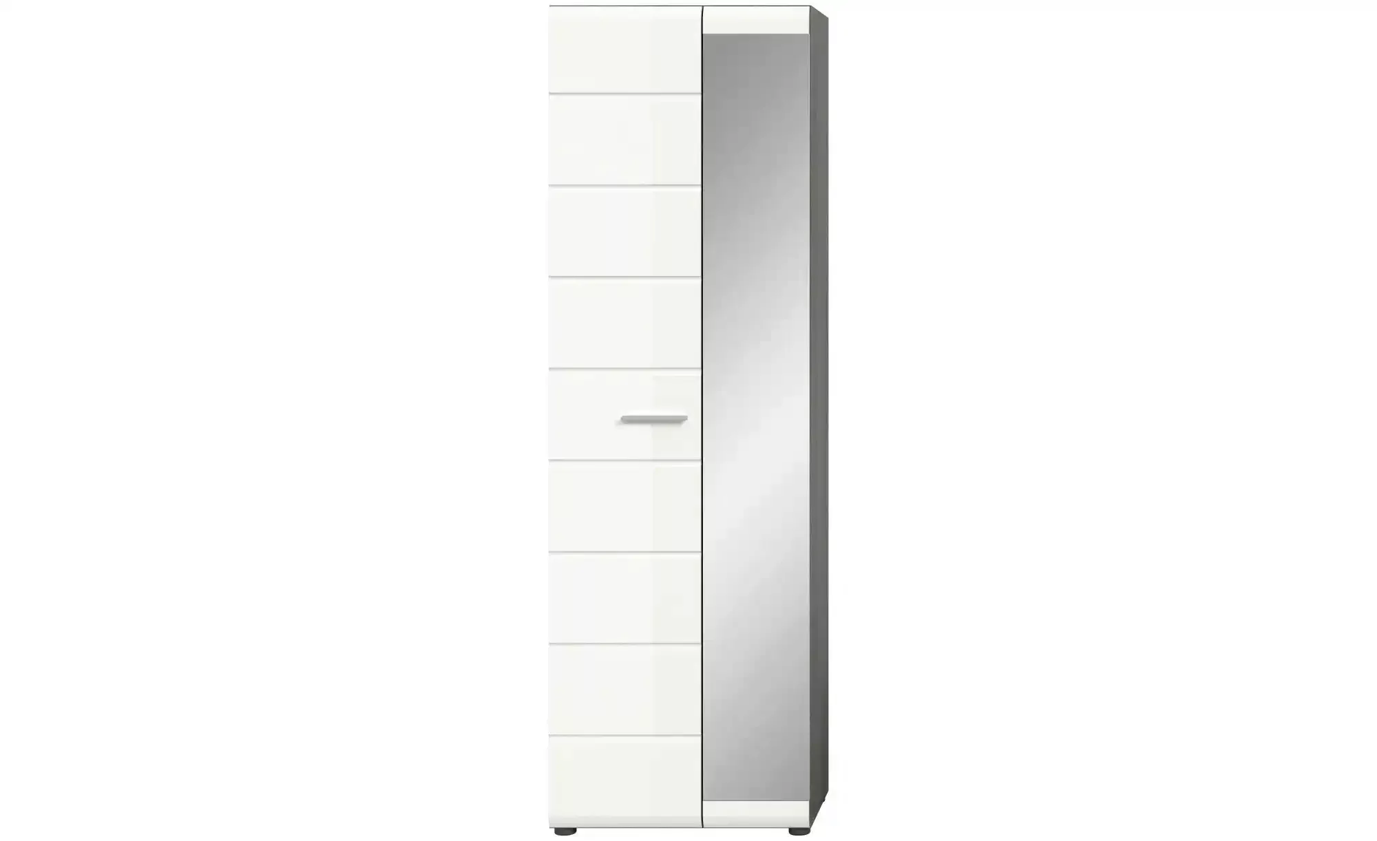 xonox.home Garderobenschrank in Rauchsilber / Weiß Hochglanz - 60x192x37cm günstig online kaufen