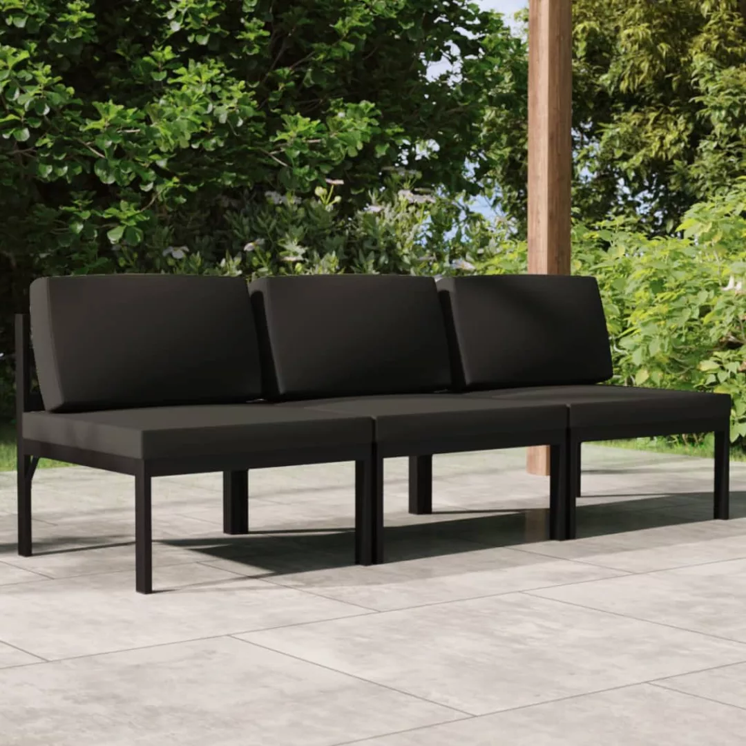 Vidaxl Gartensofa 3-sitzer Mit Kissen Aluminium Anthrazit günstig online kaufen