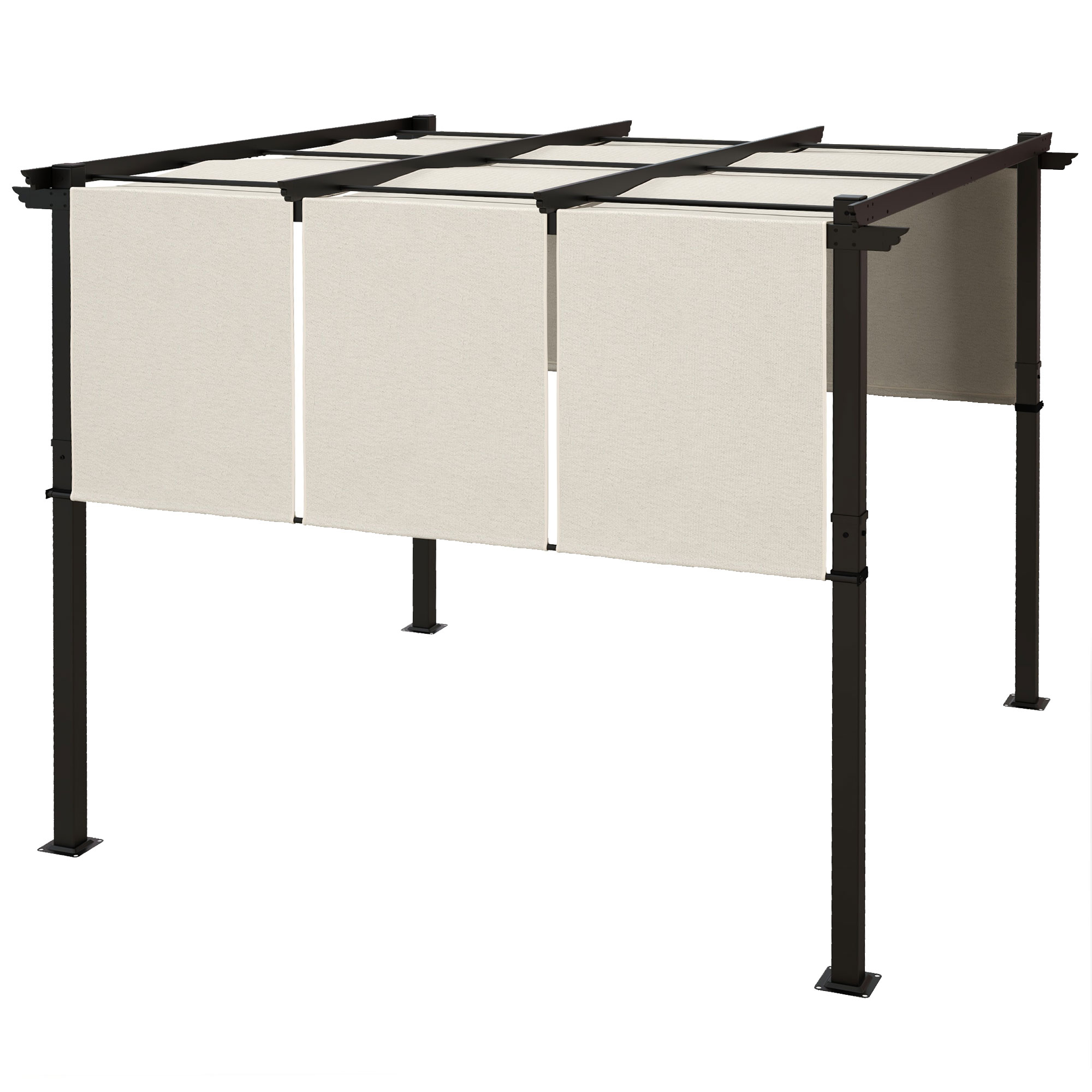 Outsunny Pergola mit 3 verschiebbaren Planen 3 x 3 m, Stahlkonstruktion Pol günstig online kaufen