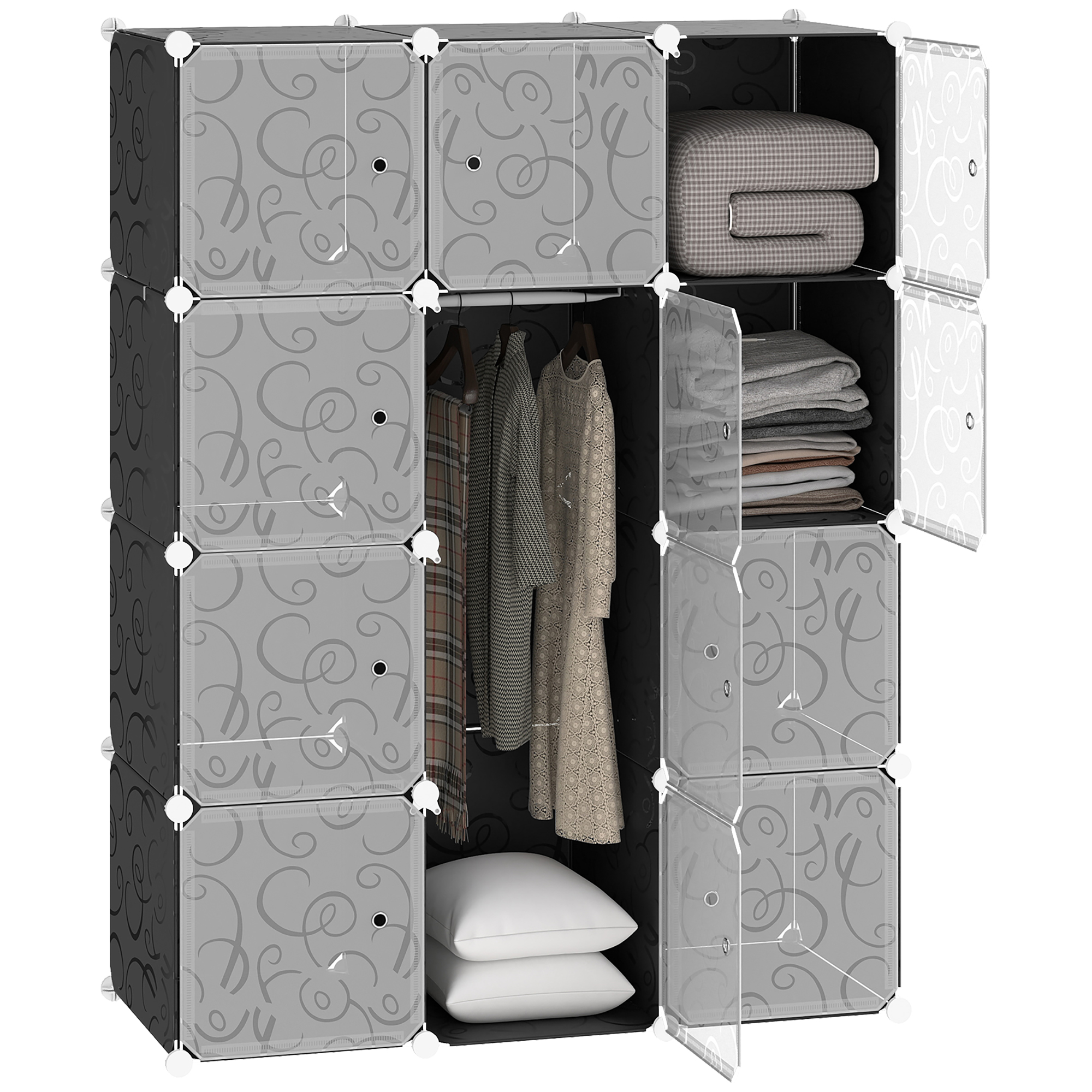 HOMCOM Kleiderschrank  DIY Garderobe Regalsystem Steckregal, Würfel Gardero günstig online kaufen