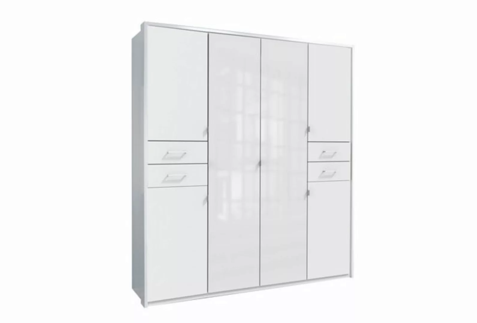 Wimex Drehtürenschrank in WEISS + GLAS WEISS - 180x208x58cm (BxHxT) günstig online kaufen