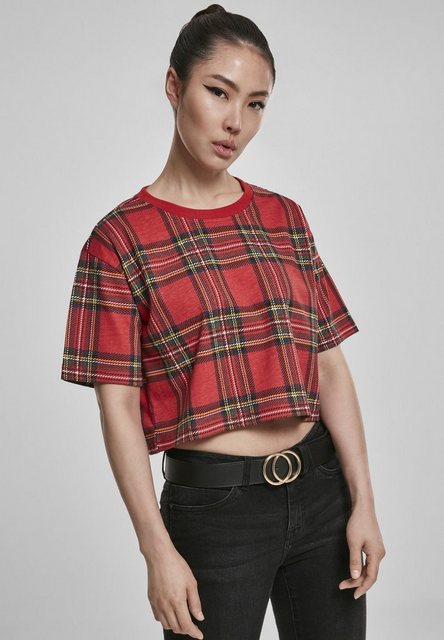 URBAN CLASSICS T-Shirt Urban Classics Damen Ladies AOP Tartan Short Oversiz günstig online kaufen