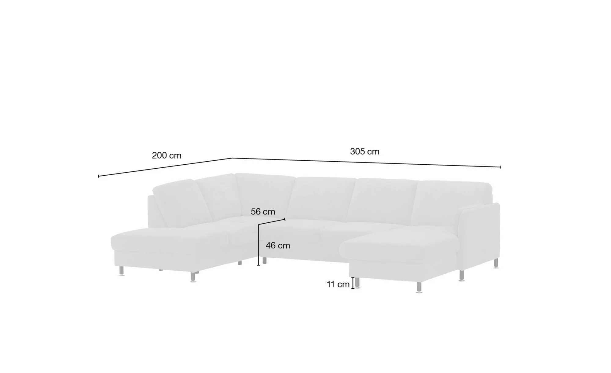 meinSofa Wohnlandschaft  Veit ¦ lila/violett ¦ Maße (cm): B: 305 H: 90 T: 2 günstig online kaufen