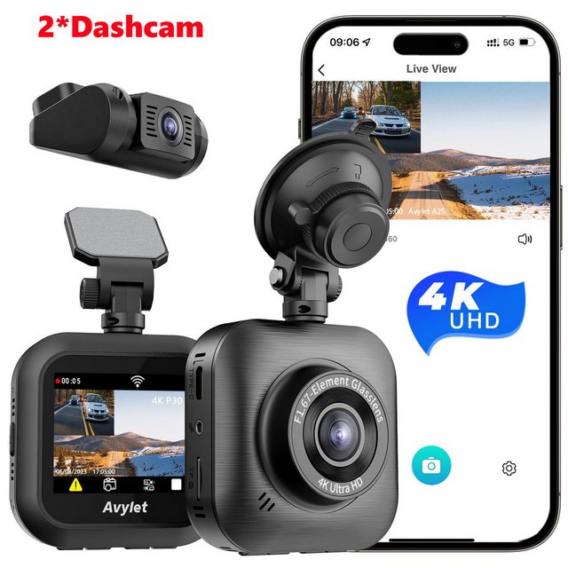 Avylet Dashcam Auto mit Vorne Hinten 4K/1080P, HD Autokamera Dashcam Dashca günstig online kaufen