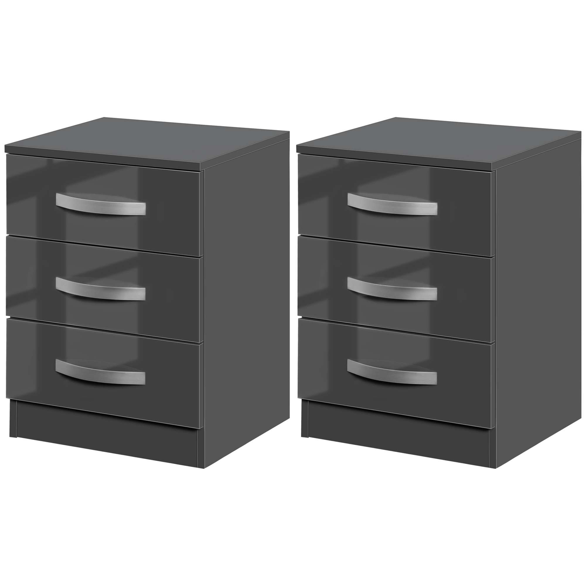 HOMCOM Nachttisch Modern, Set 2 Stück mit 3 Schubladen für Schlafzimmer und günstig online kaufen