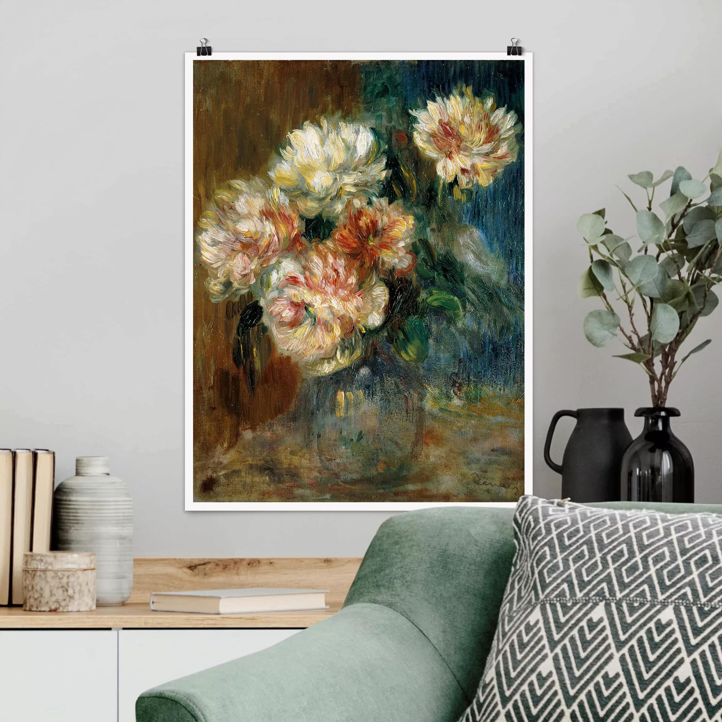 Poster Kunstdruck - Hochformat Auguste Renoir - Vase Pfingstrosen günstig online kaufen