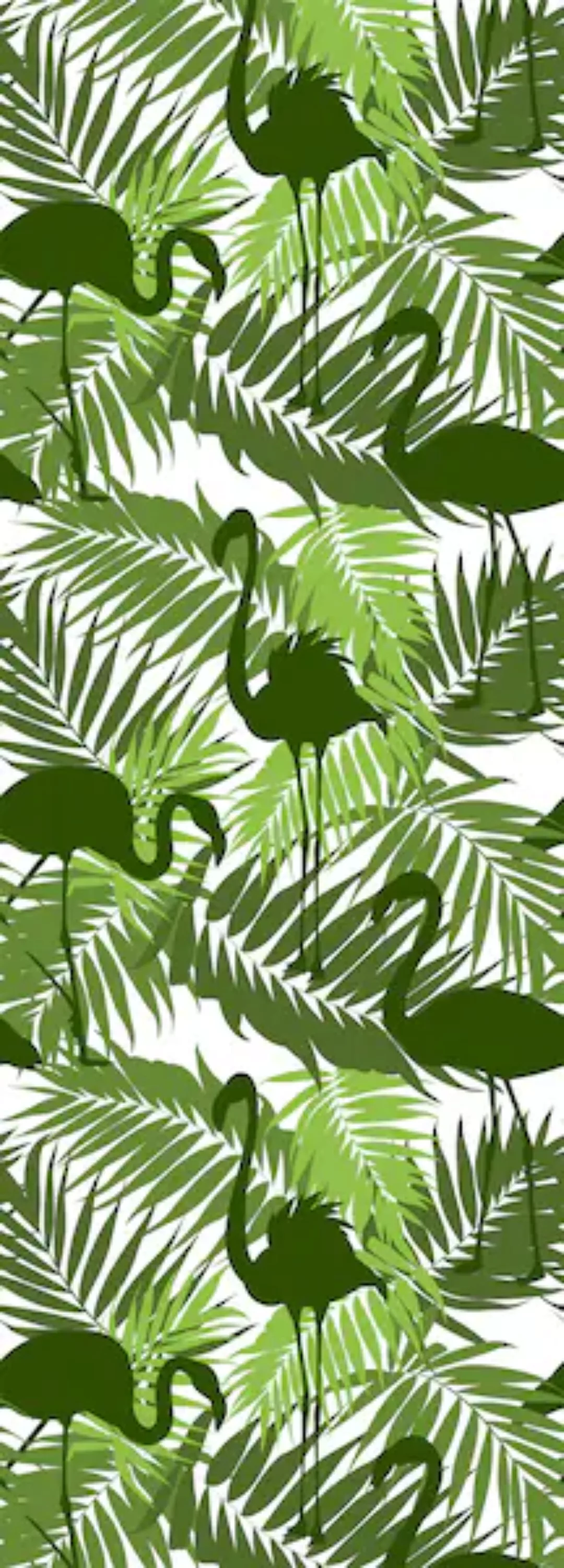 queence Vinyltapete »Tropische Blätter-Flamingo-Grün«, 90 x 250 cm, selbstk günstig online kaufen