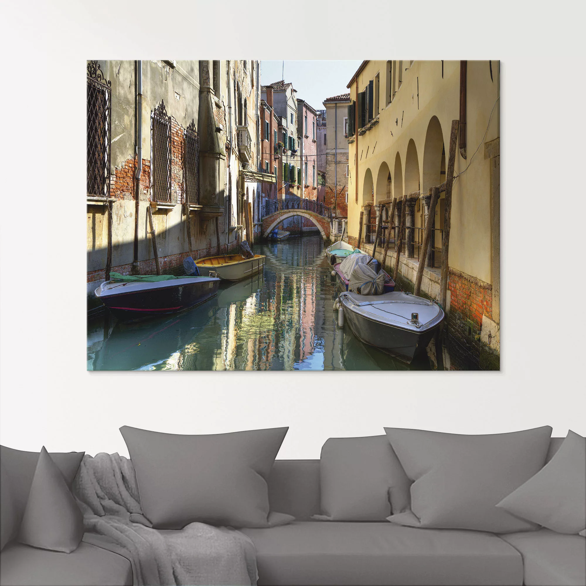 Artland Glasbild »Boote auf Kanal in Venedig«, Italien, (1 St.), in verschi günstig online kaufen
