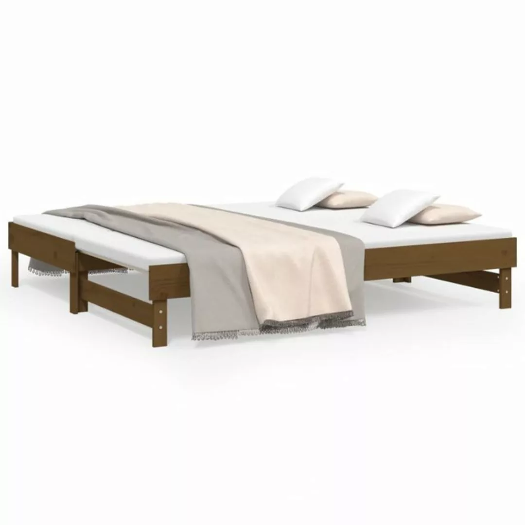 vidaXL Bett Tagesbett Ausziehbar Honigbraun 2x(90x190) cm Massivholz Kiefer günstig online kaufen