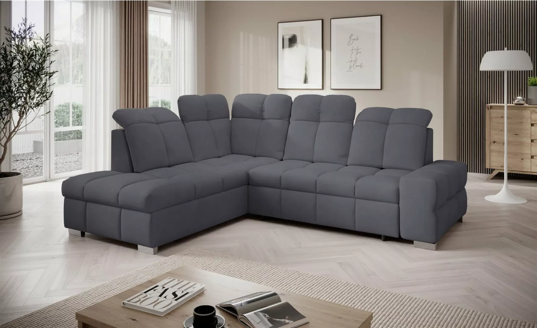 Fun Möbel Ecksofa Schlafsofa Sofa TEMPE in Stoff Element, Ottomane Links od günstig online kaufen