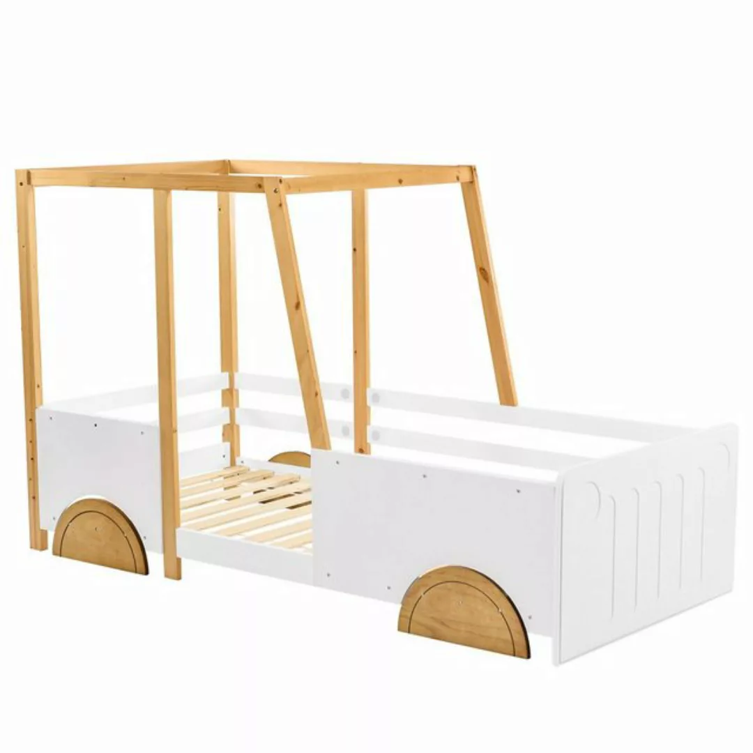 WISHDOR Kinderbett Jugendbett Hausbett Massivholzbett (weiß + natur (90x200 günstig online kaufen