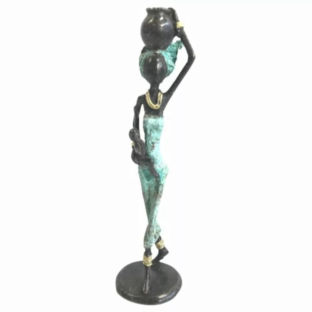 Bronze-skulptur "Frau Mit Kind Und Amphora" By Issouf | 25 Cm | Unikat günstig online kaufen