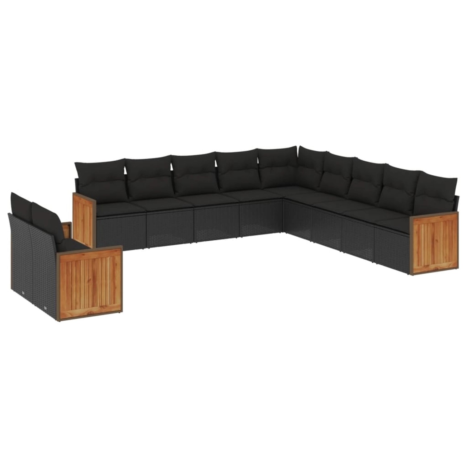vidaXL 11-Tlg Garten-Sofagarnitur mit Kissen Schwarz Poly Rattan 3227805 günstig online kaufen