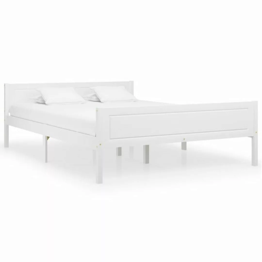 vidaXL Bettgestell Massivholzbett Kiefer Weiß 160x200 cm Doppelbett Bett Be günstig online kaufen