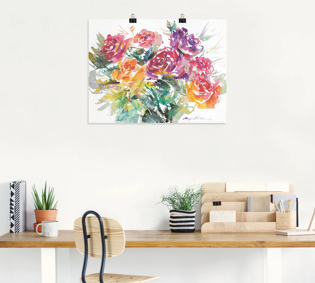 Artland Wandbild "Rosenstrauß", Blumen, (1 St.), als Leinwandbild, Poster i günstig online kaufen